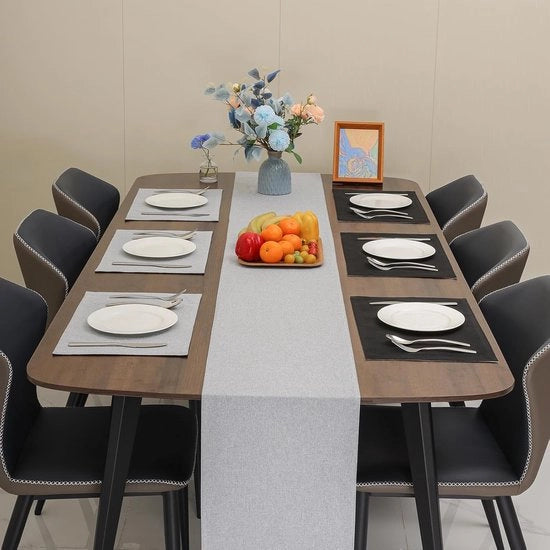 Tappeto da tavolo a doppia faccia lavabile stile elegante con superficie non scivolosa decorativo per occasioni speciali sala da pranzo (Grigio chiaro/Nero, 33 x 183 cm)
