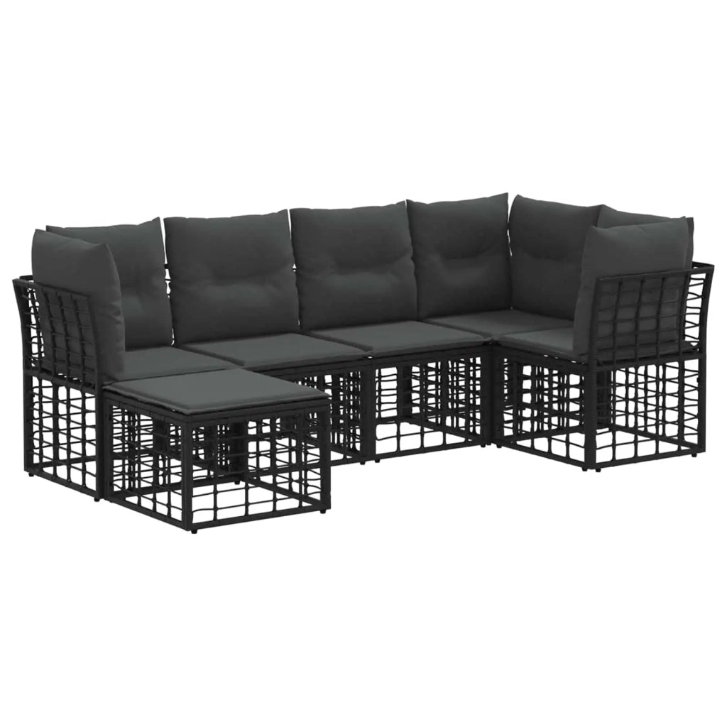 Set di divani da esterno Nero Poliestere