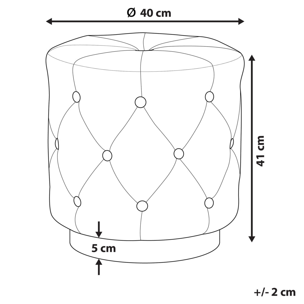 Pouf Rivestimento in Velluto Grigio Base dorato 40 x 41 cm Bottoni capitonné Poggiapiedi Glamour