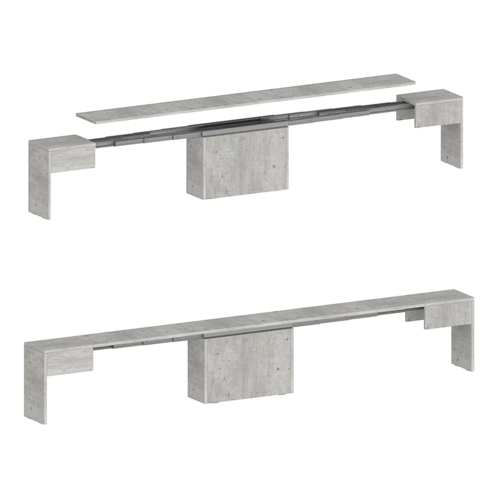 Panca Quedan, Set di 2 sedute per tavolo da pranzo, Panche allungabili, 290x25h45 cm, Cemento