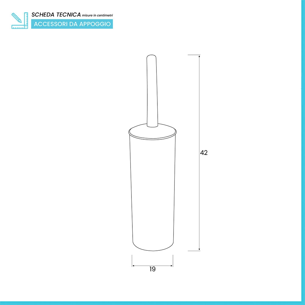 Portascopino wc da appoggio tondo bianco in plastica con scopino