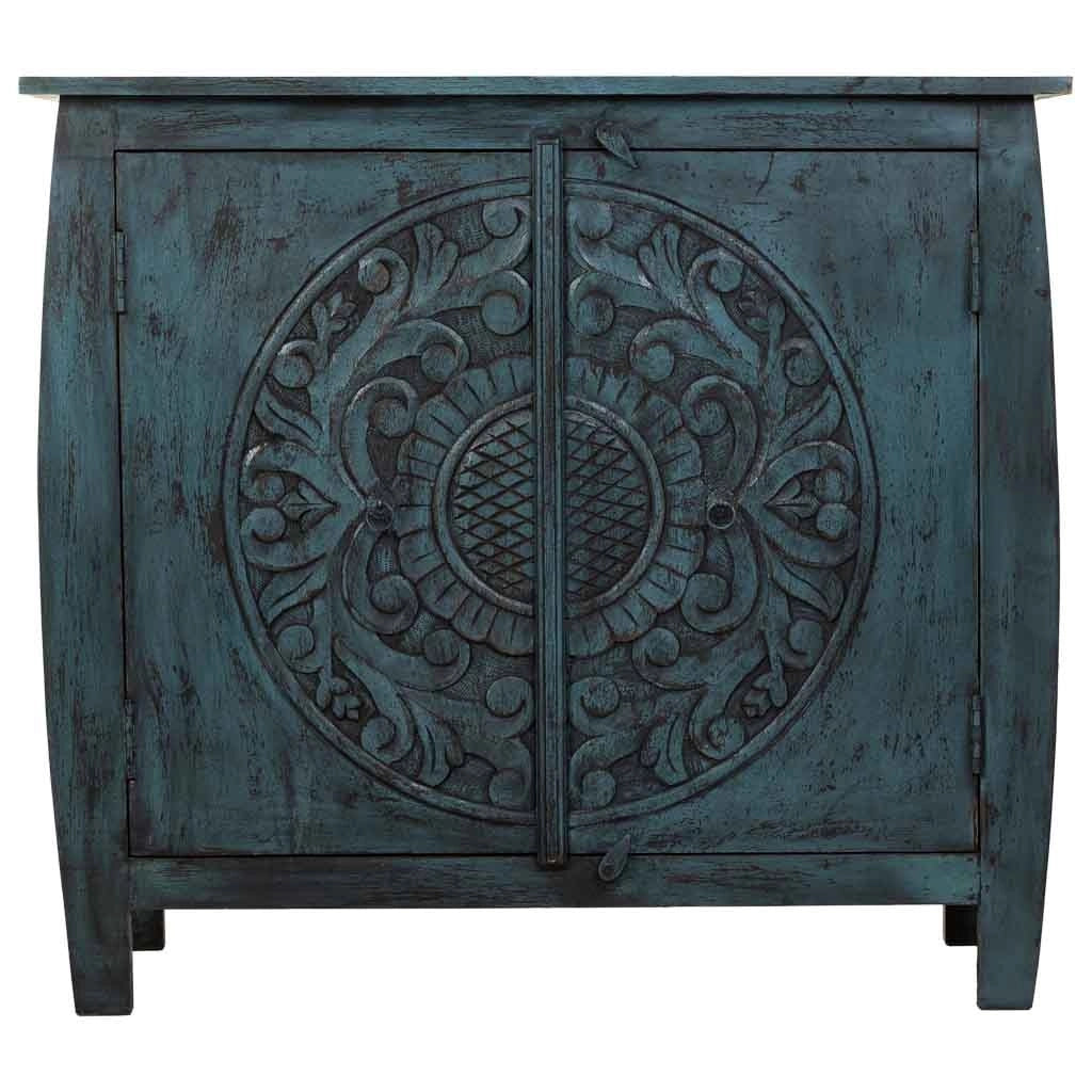 Credenza in legno intagliato artigianale, 100x40x90h cm