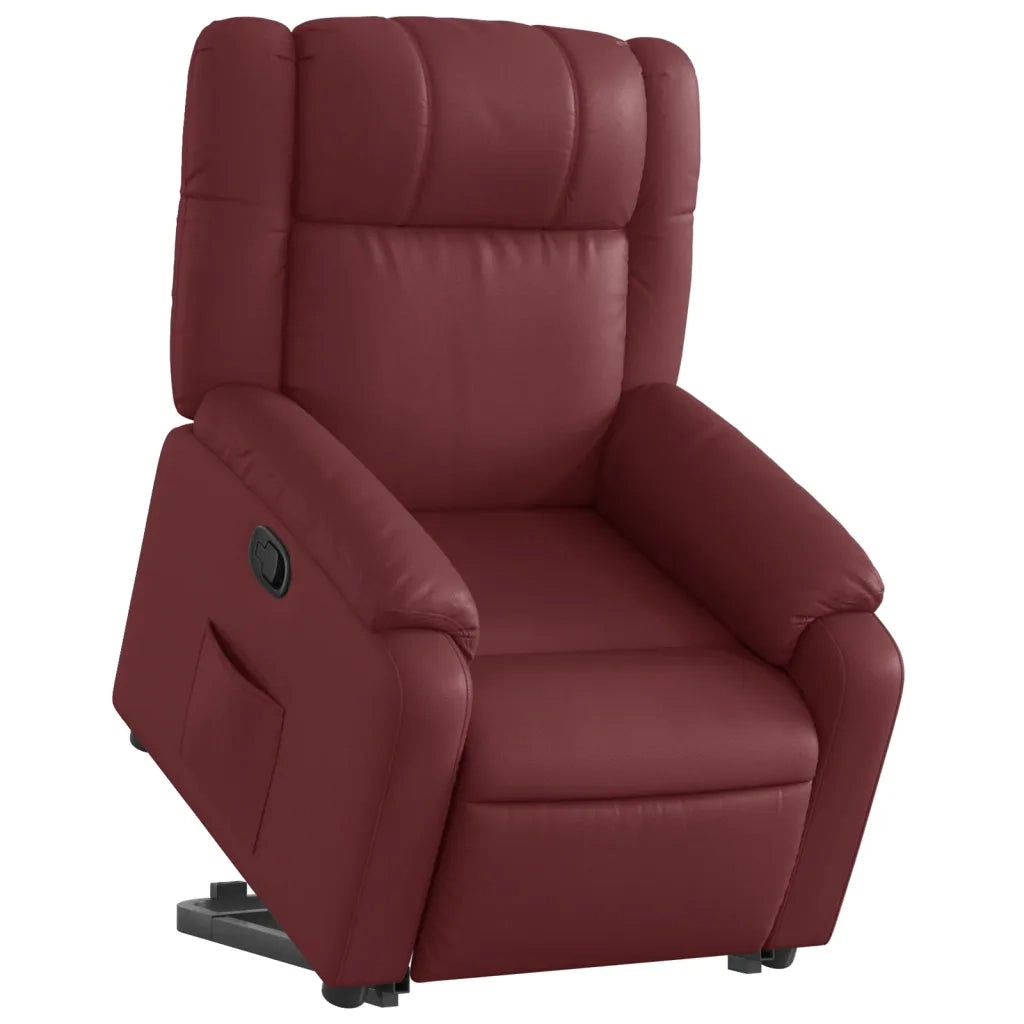 Poltrona Alzapersona Reclinabile Rosso Vino in Similpelle 3205154