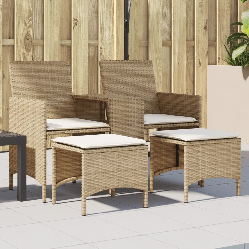 Divano Giardino 2 Posti con Tavolo e Sgabelli-Sofa da Giardino-Divanetto da esterno Beige Polyrattan 458708