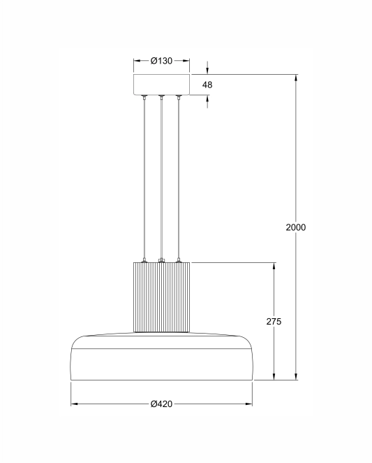 Lampada a Sospensione Lunar LED 26W 3150lm CCT 2700K/3000K/4000K Struttura in Metallo e Vetro Soffiato, Dimmerabile a Step Nero - Lunar