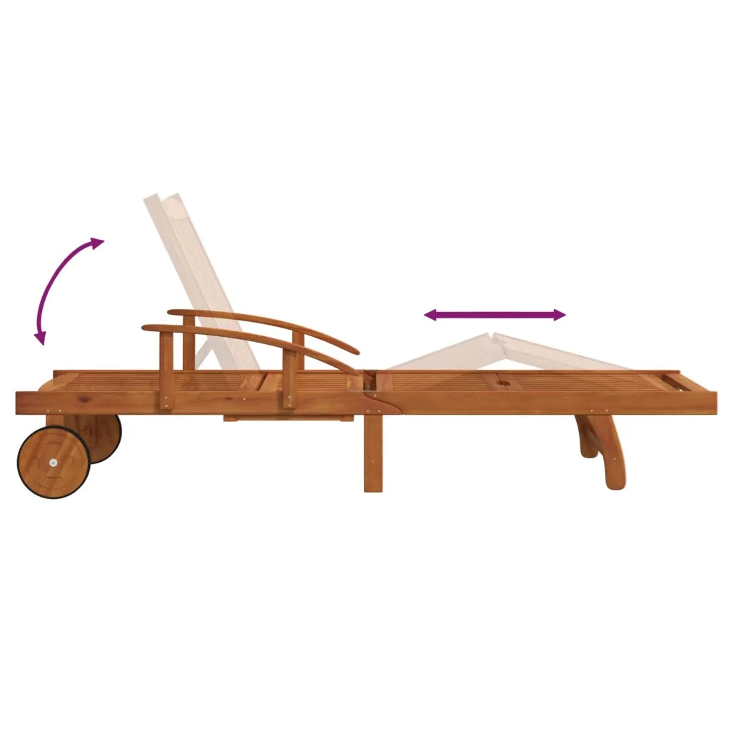 Set Lettino Prendisole con Tavolo 2 pz Legno di Massello Acacia  cod mxl 17718