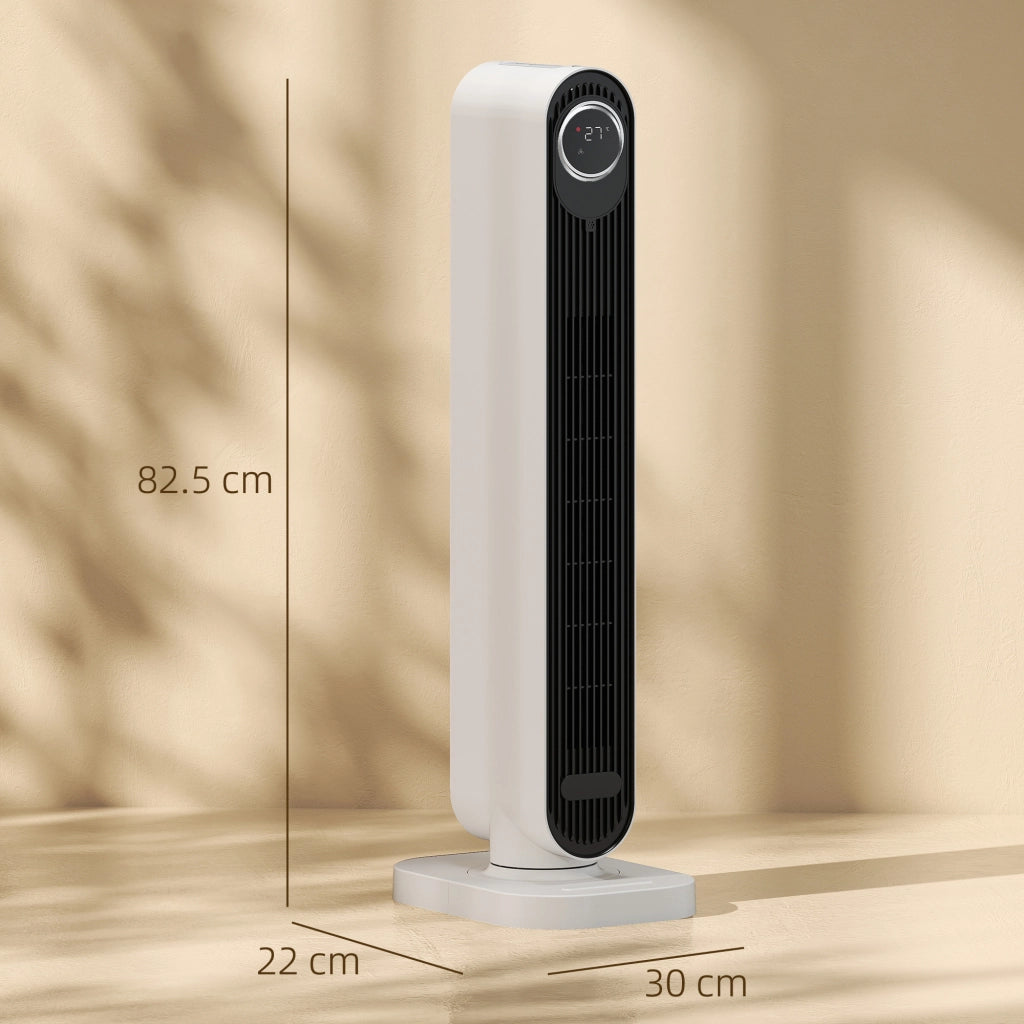 Termoventilatore in ABS e PTC da 2000W con Telecomando Oscillazione e Timer 30x22x82.5 cm Bianco