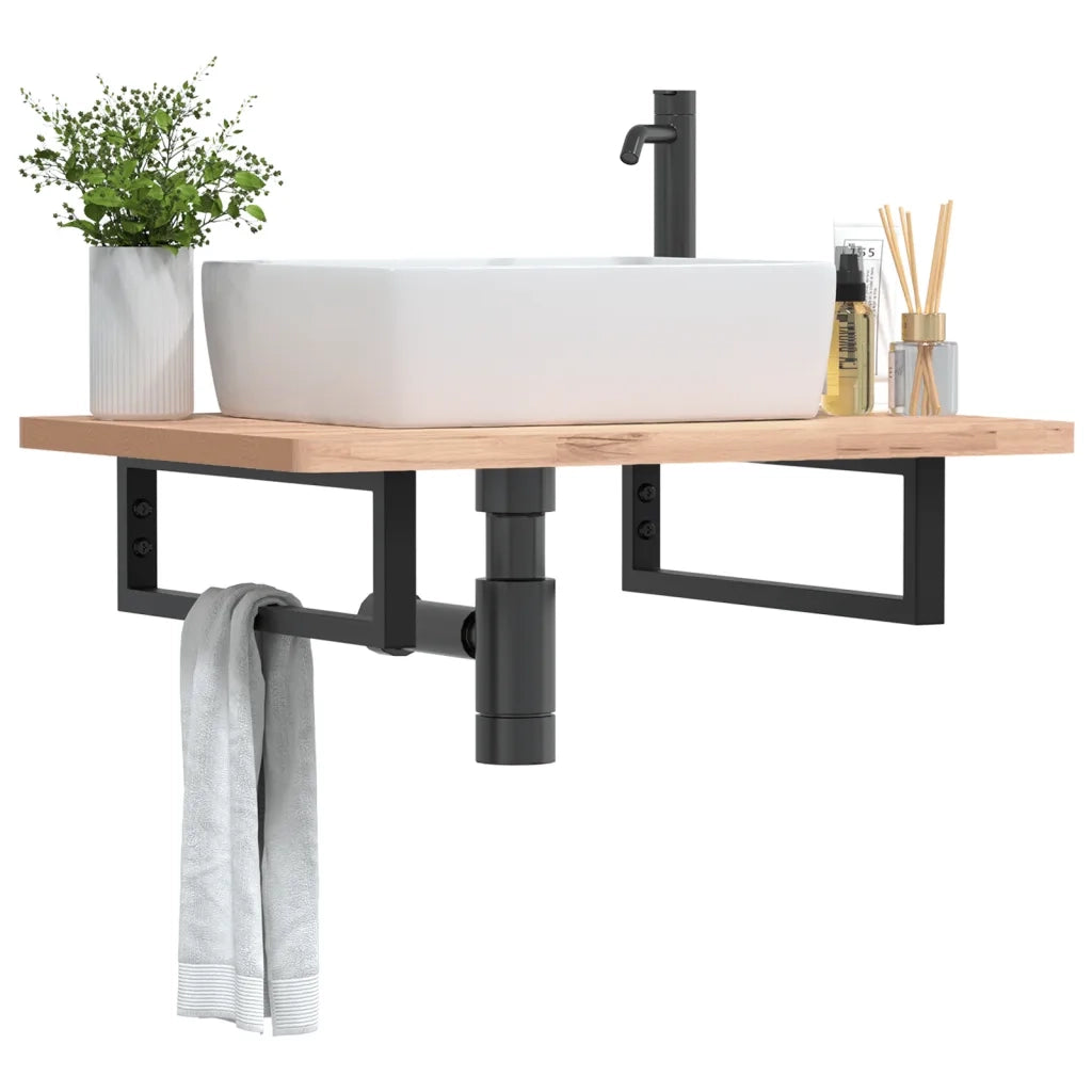 Reggimensole per Lavabo 2 pz-Supporti per mensole a muro Nere Rettangolari in Acciaio 445449
