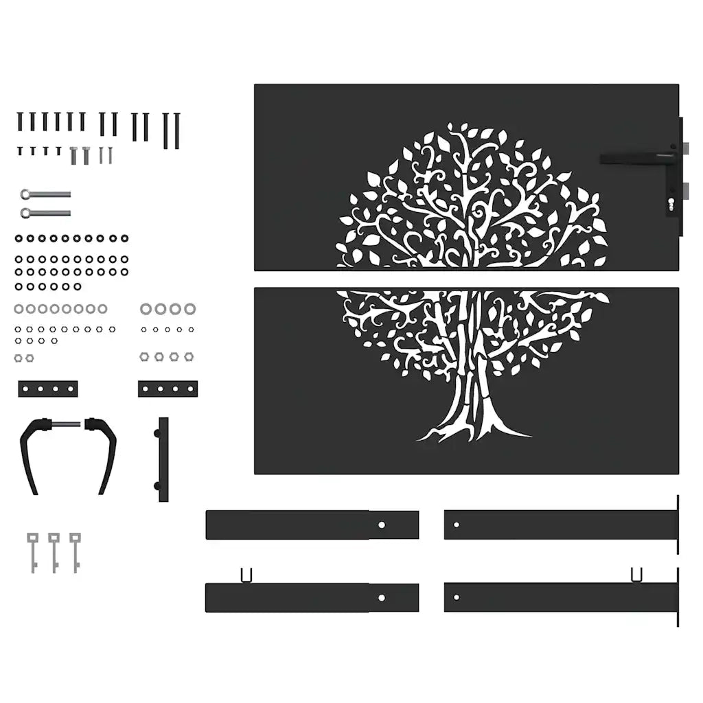 vidaXL Cancello da giardino con blocco Nero 105 x 100 cm