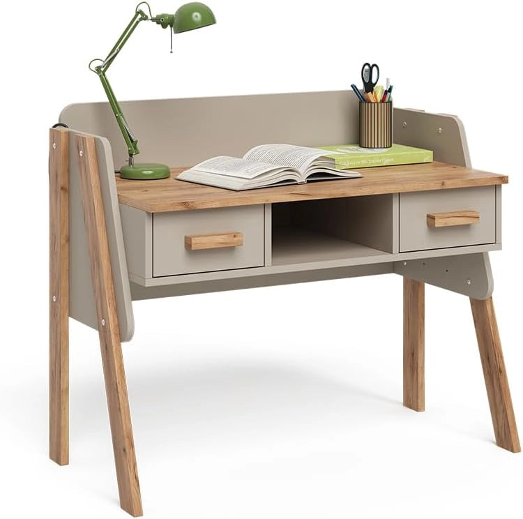Scrivania Malia, Cashmere/Artigianale, 97 x 51 cm con 2 cassetti, regolabile in altezza per una configurazione flessibile della postazione di lavoro