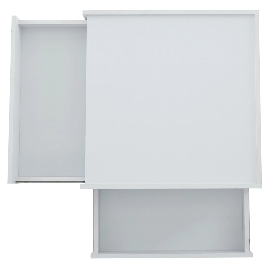 Tavolino da caffè bianco girevole a 360° con 2 cassetti, 60 × 60 × 38 cm