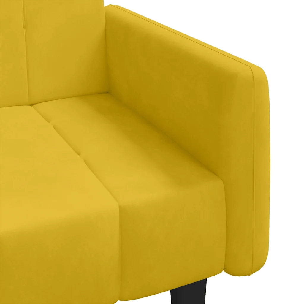 Divano Letto a 2 Posti Giallo in Velluto