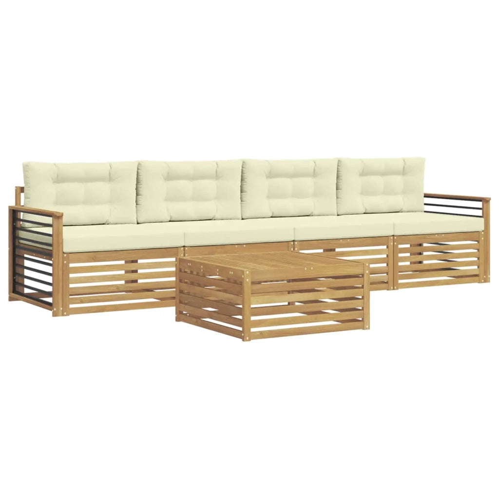 Set di divani da esterno con cuscino 5 pcs Bianco e Crema 3390015