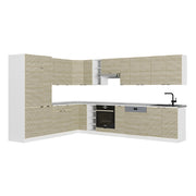 Cucina angolare completa Fame-Line Pannello in quercia/Bianco 347 x 60 cm, PL Marmo Vicco