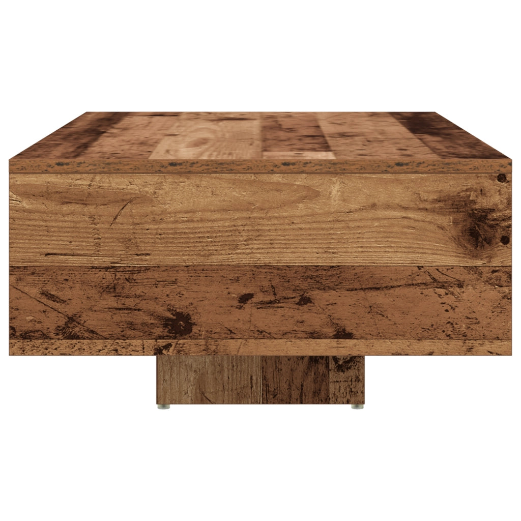 Tavolino da caffÃ¨  con luci LED in legno antico 85x55x31 cm