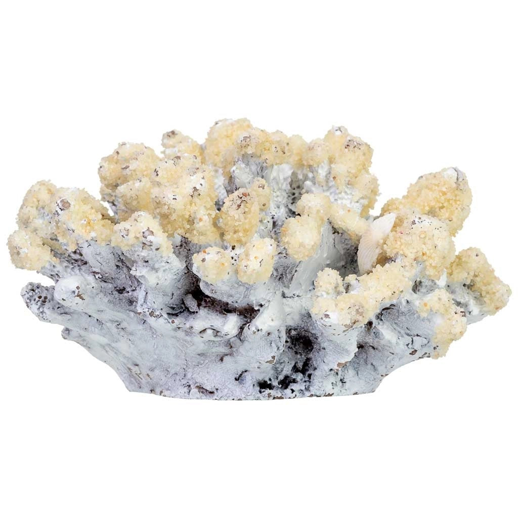 Figura decorativa a forma di corallo in resina bianca, 11x9x6h cm