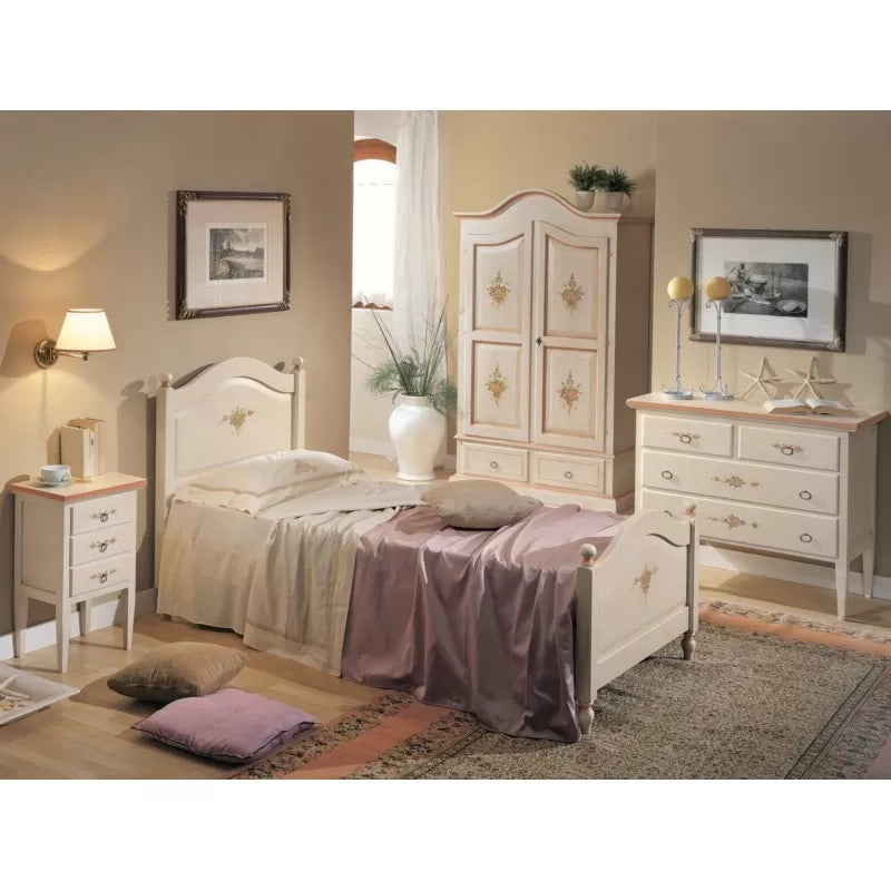 Como 4 cassetti bianco filo rosa in legno 110x51x90 (1317) - Mobili 2G