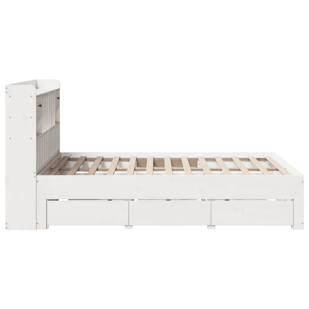 Letto Libreria senza Materasso Bianco 160x200 cm Legno di Pino 3308955
