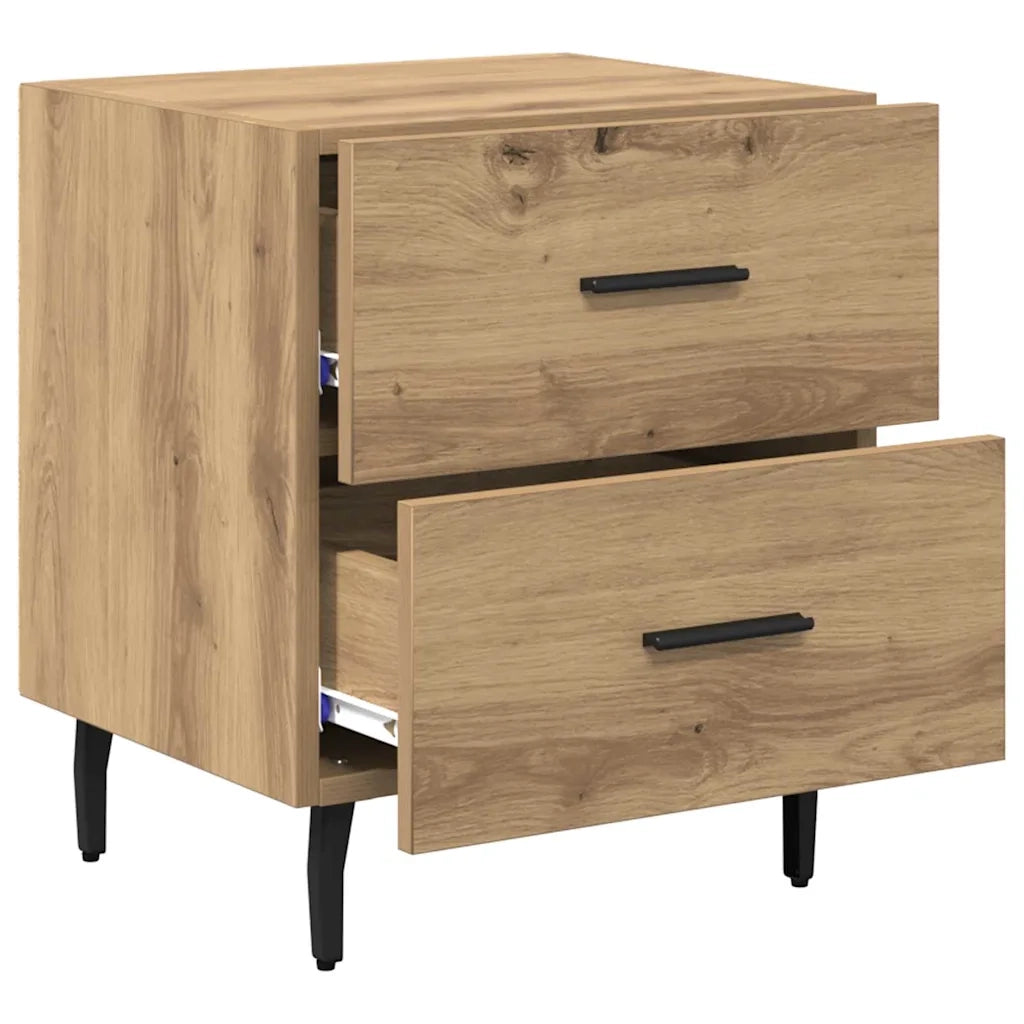 Set di 2 Comodini | Armadio da Notte | Mobiletto da notte Rovere artigianale 40 x 35 x 47,5 cm