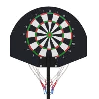 Canestro Basket con Bersaglio Freccette 2 in 1, in Acciaio e PE, 38.5x48.5x179 cm, Nero e Marrone
