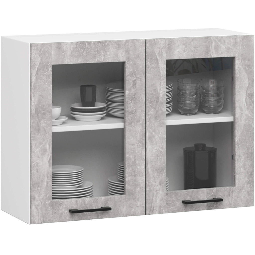 AKORD Set di Mobili da Cucina OLIWIA 240 cm Cemento 240 cm 11 porte 1 cassetto 240x46x203 cm
