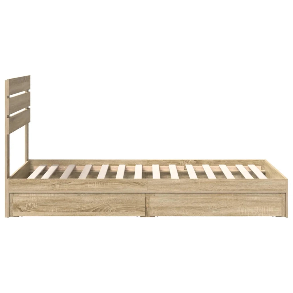 Letto con Contenitore con testiera Rovere Sonoma 100 x 200 cm