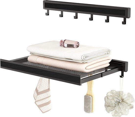 Wandmontato ripiegabile rack - Spazia risparmiando - 1 pezzo - Nero - Alluminio spaziale - 44 cm