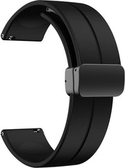 Orologio magnetico con chiusura rapida, cinturino sport in silicone morbido per uomo e donna, cinturino in silicone magnetico per sostituzione - nero