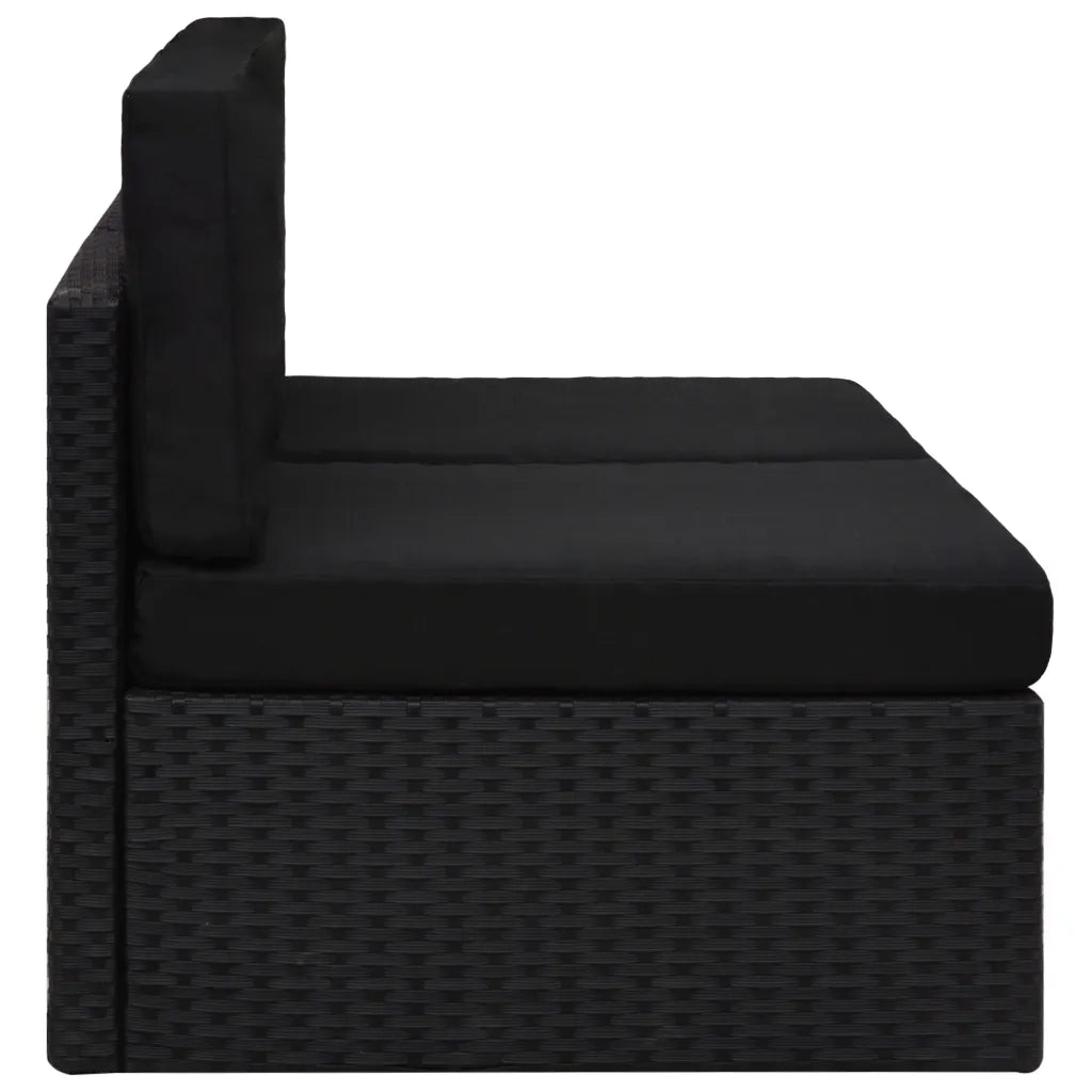 Divano Modulare a 2 Posti-Sofa Modulare-Divanetto in Polyrattan Nero 206367