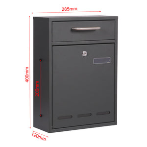 Cassetta postale singola V53 antracite, a parete o autoportante, con finestrelle e vetrino nome