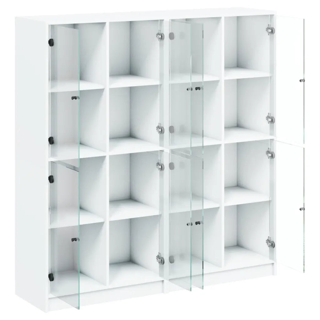 Libreria con Ante Bianca 136x37x142 cm in Legno Multistrato 3206517