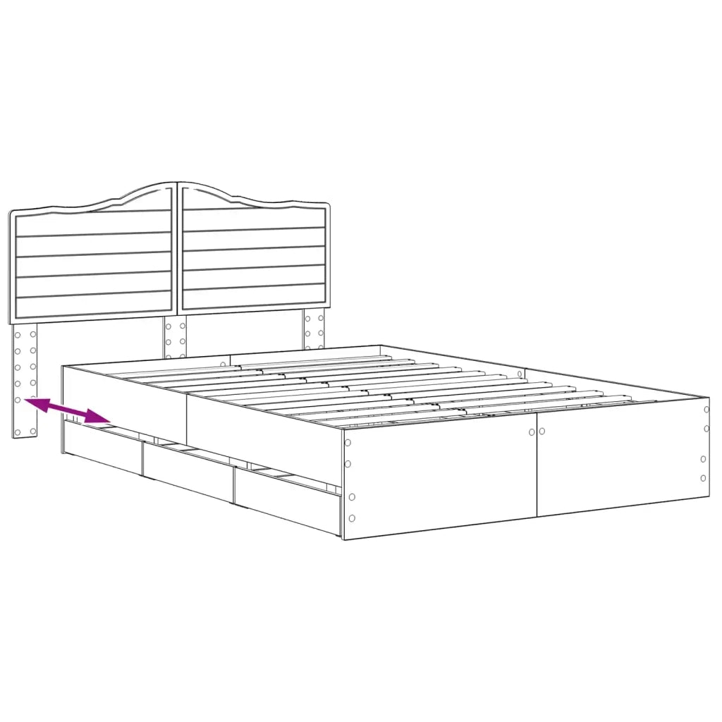 Bed Frame with Storage and Headboard Artisan Oak 160 x 200 cm 3445812