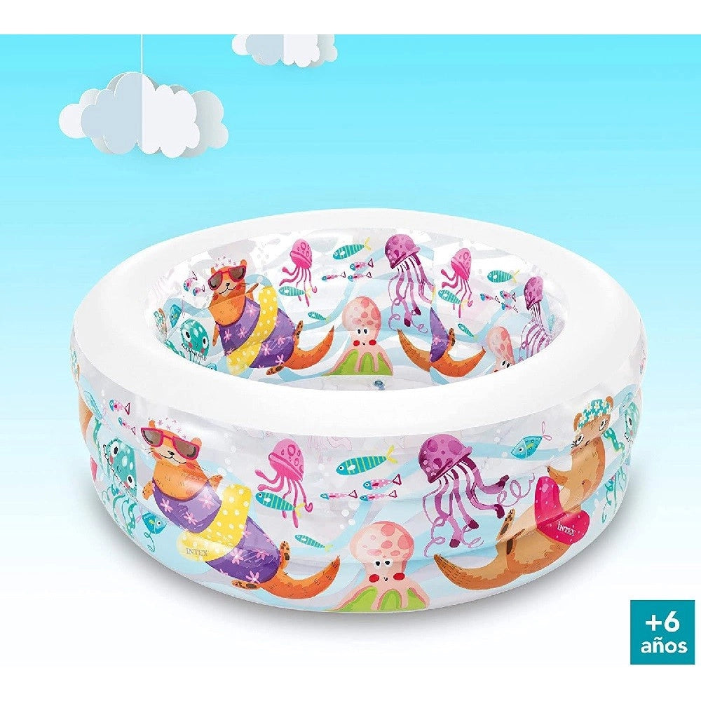 Trade Shop - Piscina Baby Aquarium Gonfiabile Multicolore 152 X 56cm Per Bambini Estate 58480 -