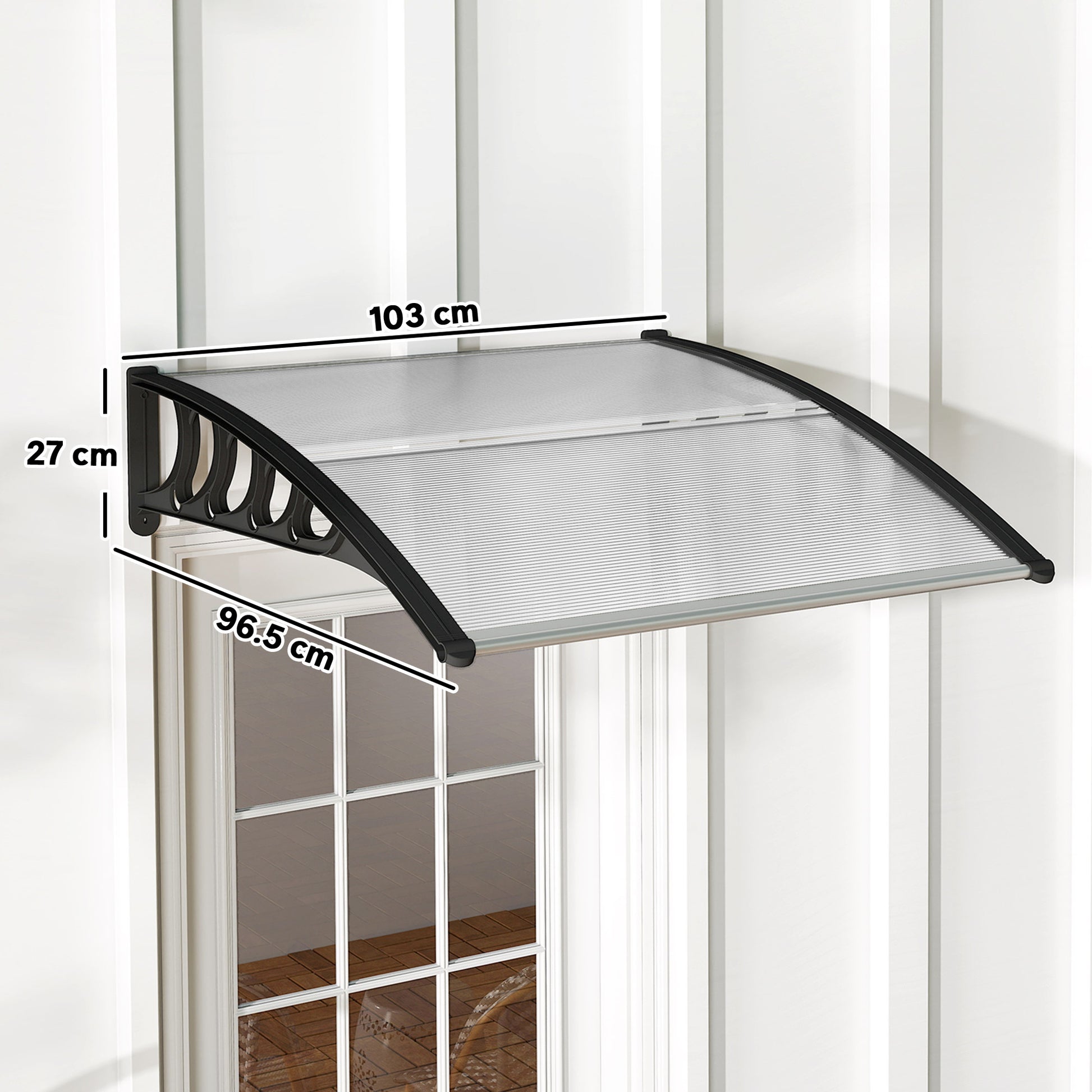 Tettoia da Esterno 103x96,5x27cm per Porte e Finestre in Policarbonato Trasparente