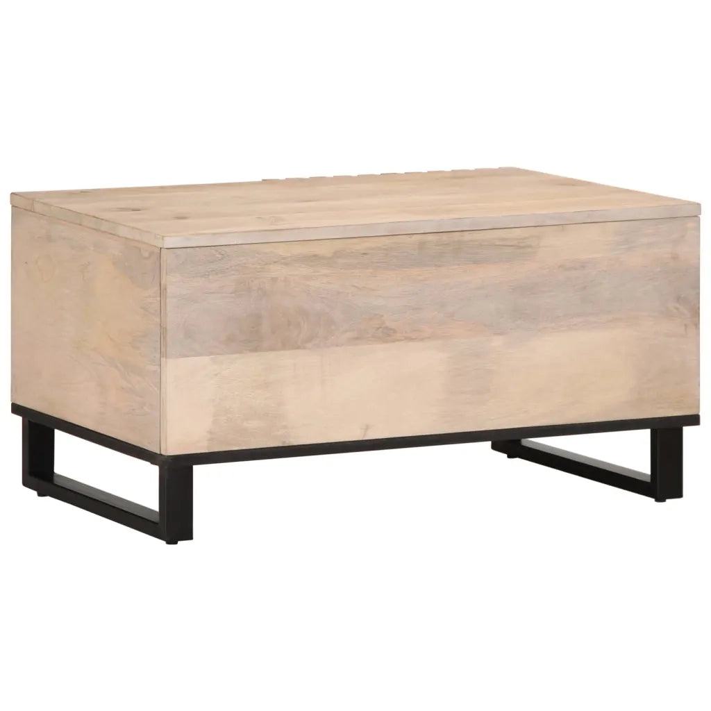 Tavolino da Salotto Bianco 80x51x40 cm Legno Massello di Mango 377459
