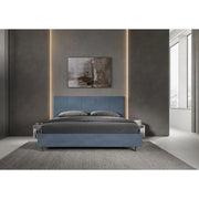 Letto imbottito Matrimoniale 190x210 cm Mika - Con rete,Microfibra,Blu