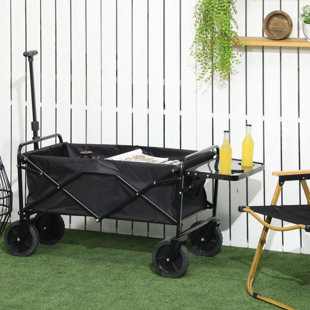 Carrello da Giardino Pieghevole 4 Ruote ¨C zephmum ¨C Nero