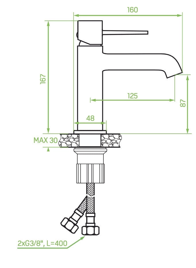 Miscelatore lavabo da appoggio con tappo click-clack – design moderno, finitura oro spazzolato