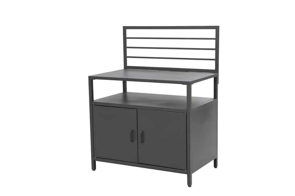 Modulo Componibile Ompagrill con Piano di Lavoro e Armadietto 100x61,5x130 cm in Alluminio Verniciato Nero