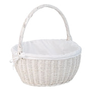 Cestino tondo in midollo con fodera bianca 34x34x16-37h