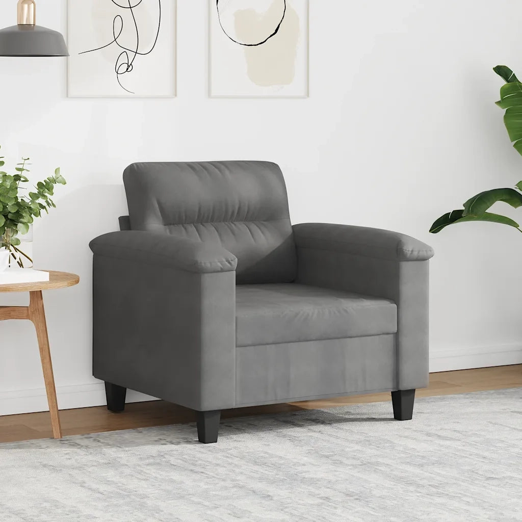Poltrona-Divano Sedia-Poltroncina Grigio Scuro 60 cm in Tessuto Microfibra