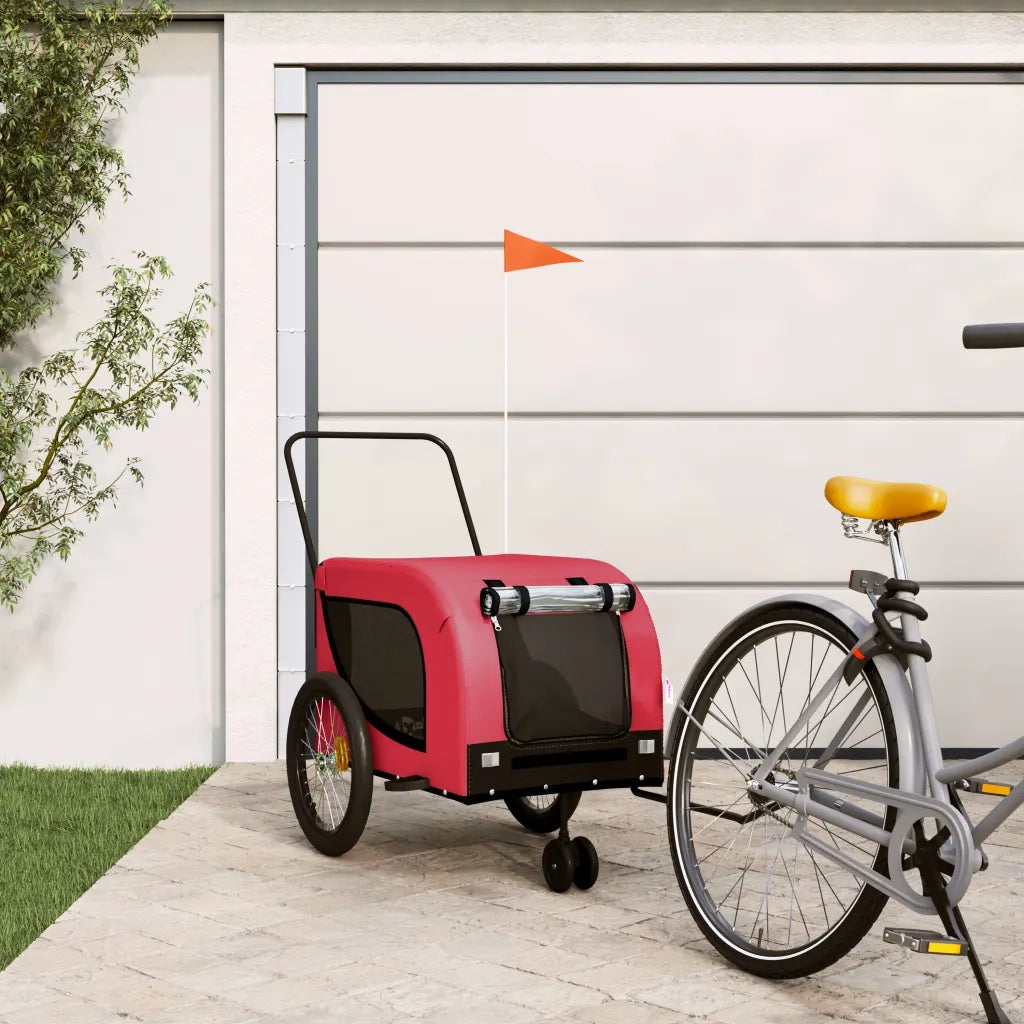 Rimorchio da Bici per Animali Rosso e Nero Oxford e Ferro CFW4413518