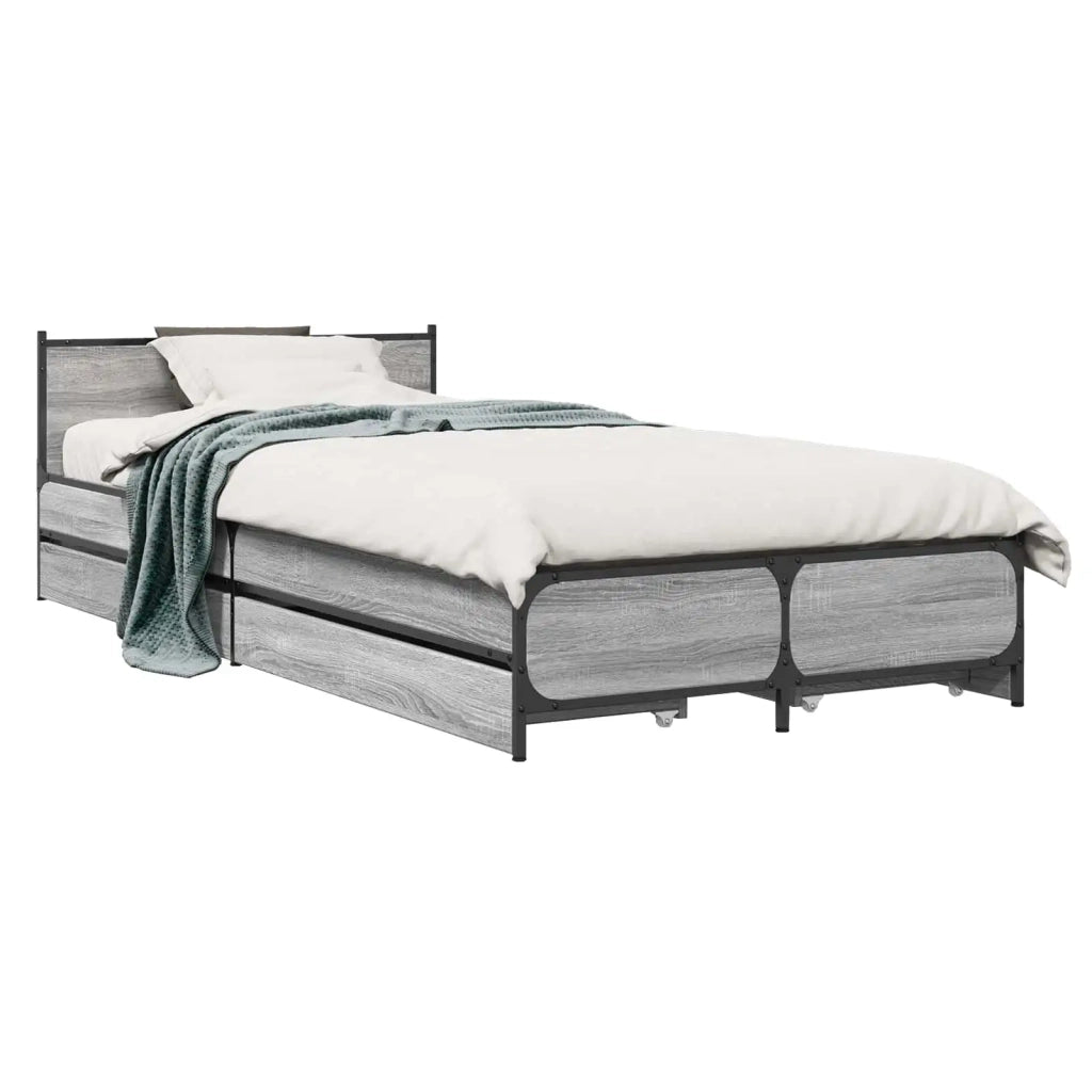 Struttura letto con testata con ruota Sonoma grigio 80 x 200 cm 3429696