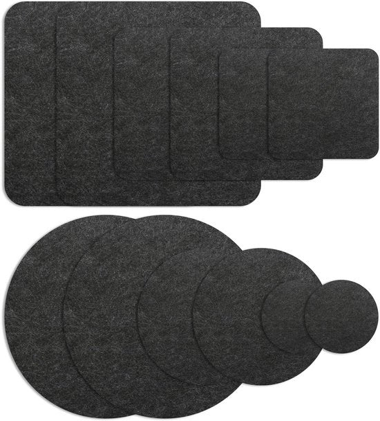 Set di 12 sottopiani per vasi, sottopiani per vetrina, sottopiani per vasi di fiori, sottopiani per bicchieri, sottopiani antiscivolo, termoresistenti, lavabili, Ø 4/6/8 pollici (rotondi e quadrati).