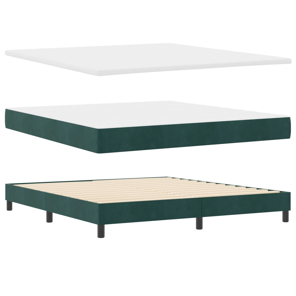 Letto a molla box con materasso e LED Verde scuro 180x200 cm in velluto