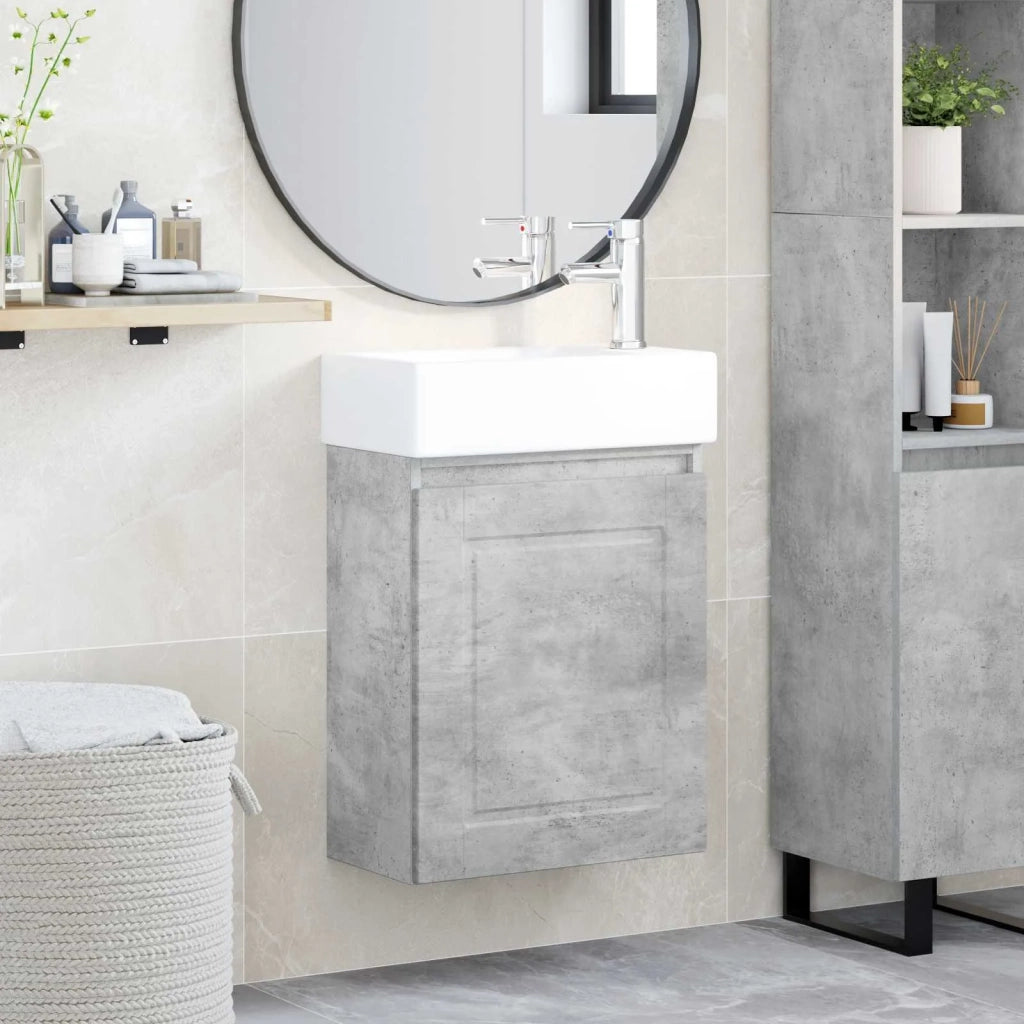 Mobile bagno con rubinetto Grigio Cemento 45,5 x 22,5 x 84 cm