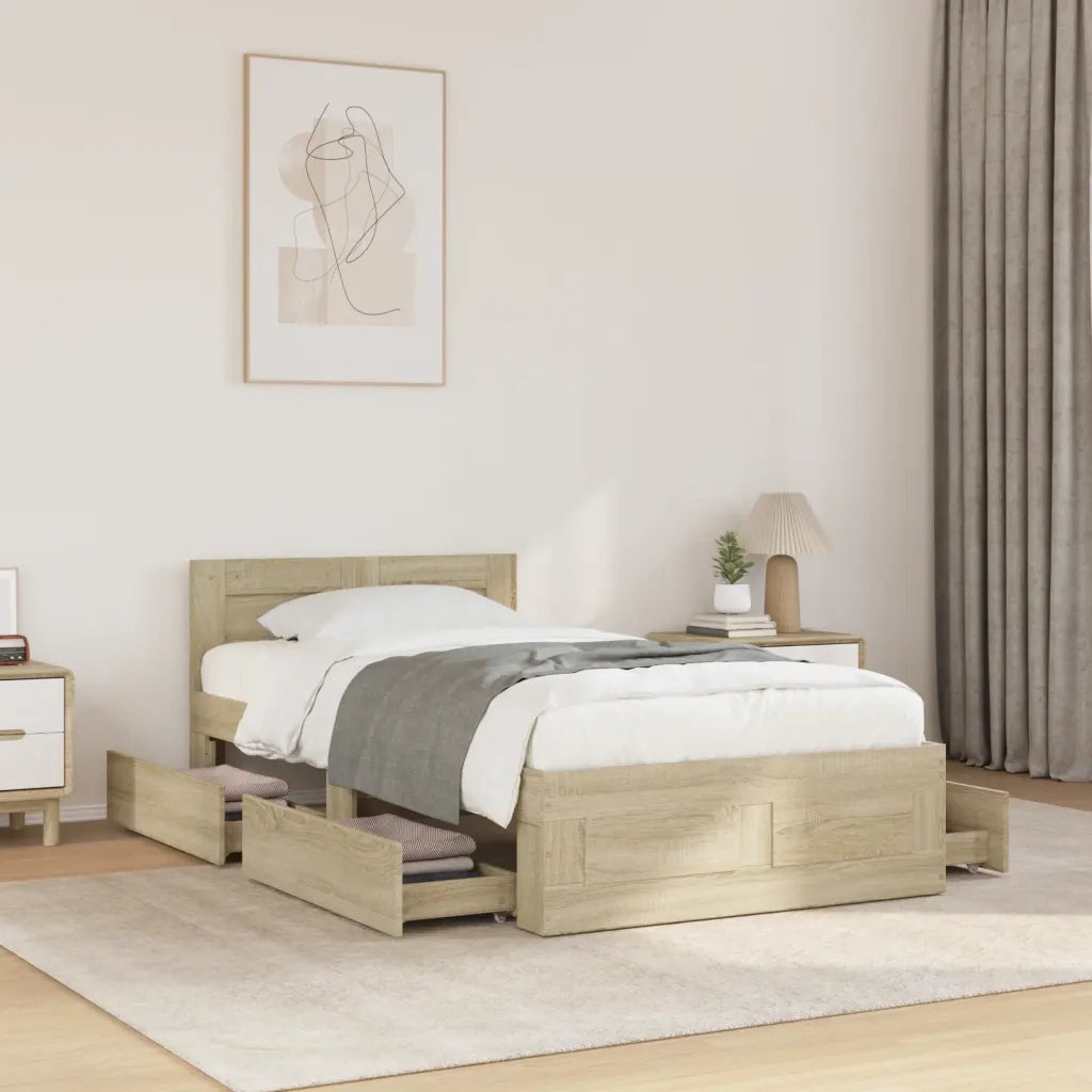 Giroletto con Testiera Rovere Sonoma 90x190cm Legno Multistrato 3295613
