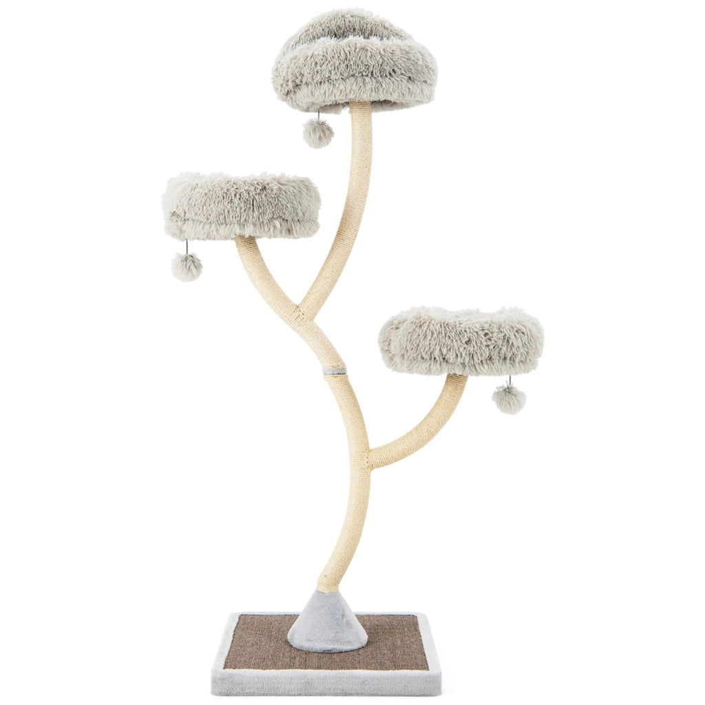 Albero per gatti alto 178cm con telaio in metallo pali e tavoletta tiragraffi in sisal, Torre per gatti Grigio-Alberi Tiragraffi