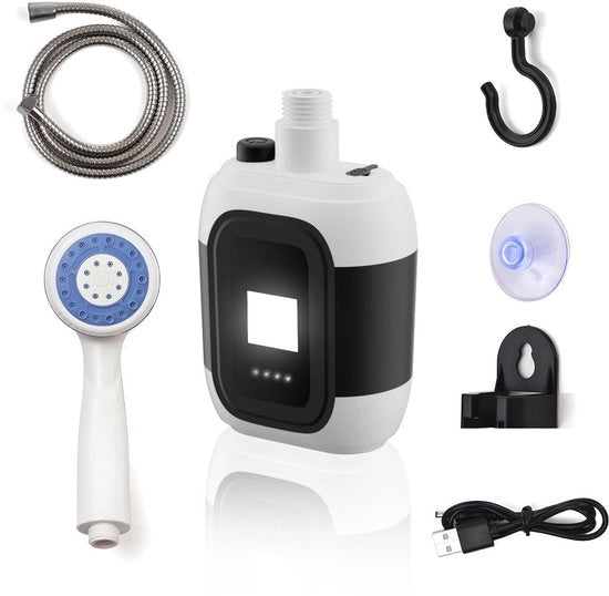 Campingdouce portatile con un solo tasto, un flusso d'acqua di 4-5 litri al minuto e una batteria integrata da 2200mAh.
