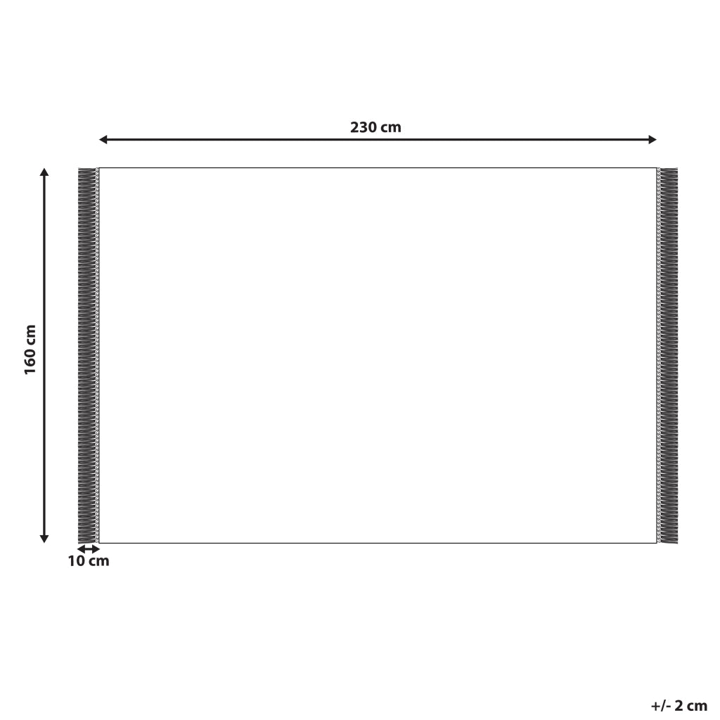 Tappeto cotone trapuntato motivo a foglie e nappe 160 x 230 cm beige e nero soggiorno camera da letto